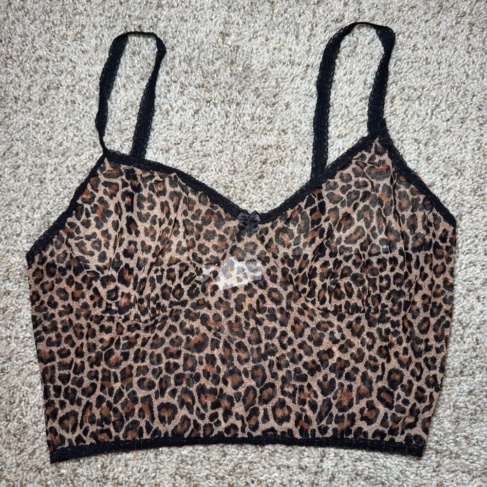 Vintage Seductive Wear by Cinema Etoile cheetah leopard lace cami silky sheer M
